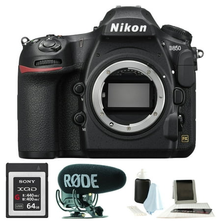 Nikon D850 Full Frame DSLR Camera Body with Rode Mic and 64GB XQD