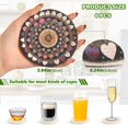 thumbnail image 3 of Haosy Set of 6 Drink Woven Coaster with Holder Heat Resistant Non-Slip Bar Coasters 4 Inches Mandala with Hearts, 3 of 7