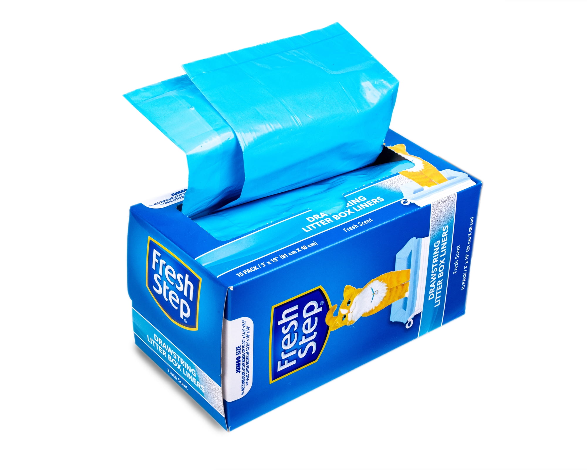 Fresh Step Drawstring Litter Box Liners Scented, Jumbo Size, 36" x 19" - 15 Count