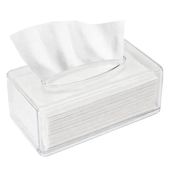 1-Pack Clear Acrylic Tissue Box Cover with Sliding Bottom, Rectangle Box Tissue Dispenser