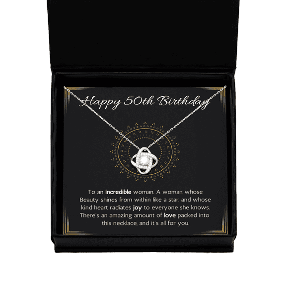 Happy 50th Birthday Jewelry Gift for Woman Turning 50 Necklace With Message Card, 50th Birthday Gift Necklace For Sister, Friend, Wife, Mom