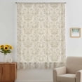 thumbnail image 3 of Beige Baroque Sheer Curtains 72 Inches Long, Farmhouse Scroll Floral Pattern Art Light Filering Curtains, Breathable Simi Curtain Privacy Drapes for Living Room Bedroom Lightweight Window Treatment, 3 of 9