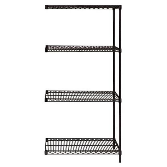 Unité d'Extension d'Étagères Grillagées Noires à 4 Tablettes - 24 x 24 x 63 Po