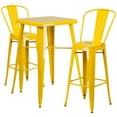 thumbnail image 1 of 23.75'' Square Yellow Metal Indoor-Outdoor Bar Table Set with 2 Stools with Backs, 1 of 5