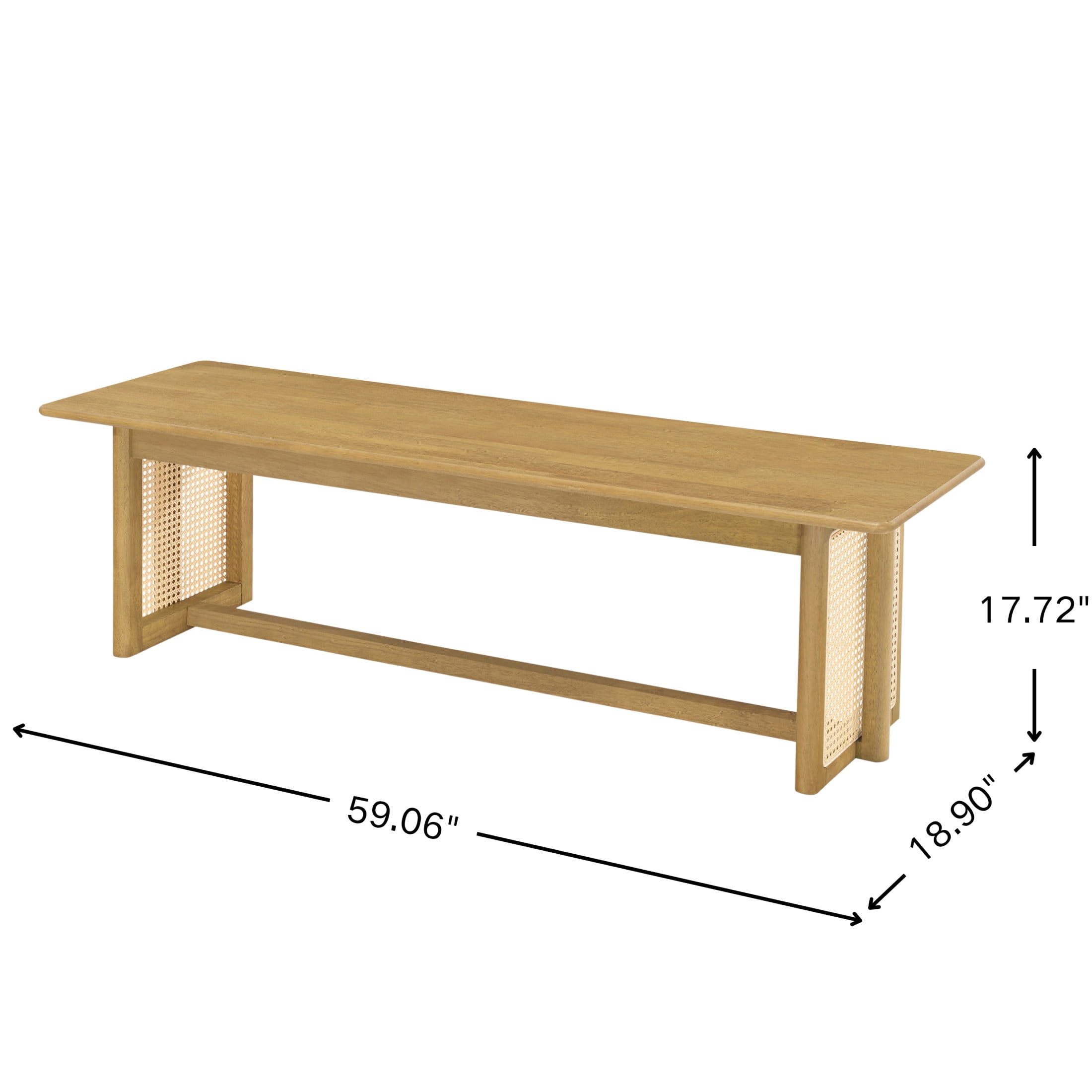 Christopher Knight Home 3-Piece Bohemian Wood Dining Table with Benches for 6, Rattan Accents, Natural