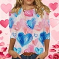 thumbnail image 2 of Feancey Plus Size Cute Tops for Women Valentines Heart Graphic 3/4 Sleeve Blouse Loose Fit Crew Neck Casual T-Shirts Spring Clothes Pink 3XL, 2 of 7