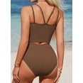 thumbnail image 5 of Sociala Women's Sporty Two Piece Swimsuit Ribbed Tummy Control Bathing Suit with Pockets High Waisted Bikini Sets, 5 of 7