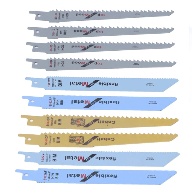 Scies Réciproques, 10 Pcs Scies Réciproques en Acier à Haute Teneur en Carbone, Ensemble de Scies Réciproques Bimétalliques