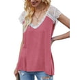 thumbnail image 4 of xiaxaixu Hauts en Dentelle Crochet pour Femmes, T-Shirts d'Été Basiques à Manches Courtes Col en V Coupe Ample, 4 of 6