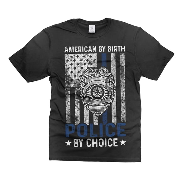 Mens American By Birth Police By Choice Shirt Police Patriotic Shirt USA United States Flag Shirt