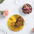 thumbnail image 2 of POGLIP Sunflower Butterfly Set of 6 Round Coaster for Drinks, Absorbent Ceramic Stone Coasters Cup Mat with Cork Base for Home Kitchen Room Coffee Table Bar Decor, 2 of 3