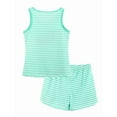 thumbnail image 6 of Beezizac Girls Tank Top Pajamas – Size 12 Summer Shorts PJS Set Big Kids Clothes for Tween/Teens Green Stripe, 6 of 7