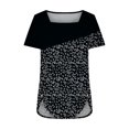 thumbnail image 4 of Kayannuo Womens Tops Shirts for Women Valentine's Day Fashion Womens Casual Printed Square Neck Short Sleeve Buttons Tops Loose Blouses, 4 of 5
