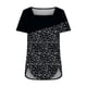 thumbnail image 4 of ICHUANYI Clearance Fashion Womens Casual Printed Square Neck Short Sleeve Buttons Tops Loose Blouses(Black, M) ICHUANYI WER2023080703720, 4 of 5