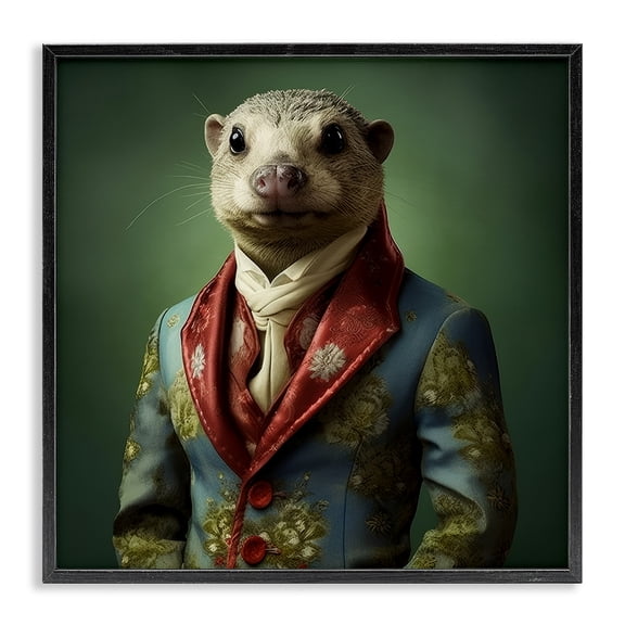 Stupell Industries Traditional Classy Animal Fashion Portrait Black Framed Giclee Art, 17 x 17, by Lazar Studio