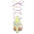 thumbnail image 3 of BLISSFUL STEP Women's Shoes Tie-Dye Strappy Lace-Up Open Toe Kitten Heels Sandals  Yellow 8.5, 3 of 7