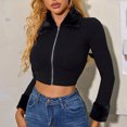 thumbnail image 5 of Turilly Womens Jackets Ladies Women Fashion Solid Feather Faux Furry Zipper Coat Outerwear V-Neck Sweater Knit Cardigan, 5 of 5