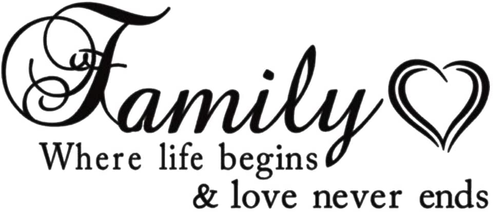 Family Where Life Begins Removable Vinyl Wall Art Decal Word Sticker Home Decor 