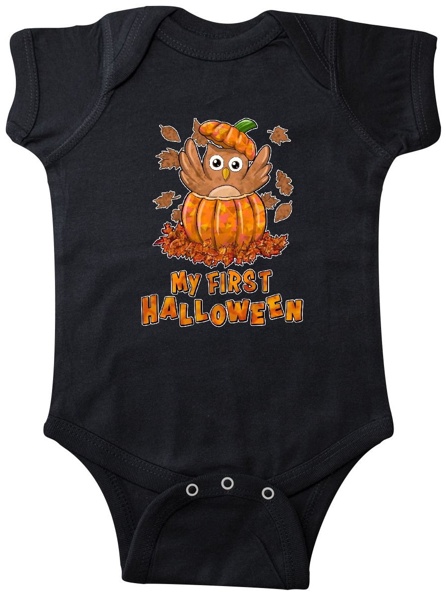 inktastic My 1st Thanksgiving Cute Owl in Pumpkin Long Sleeve Creeper