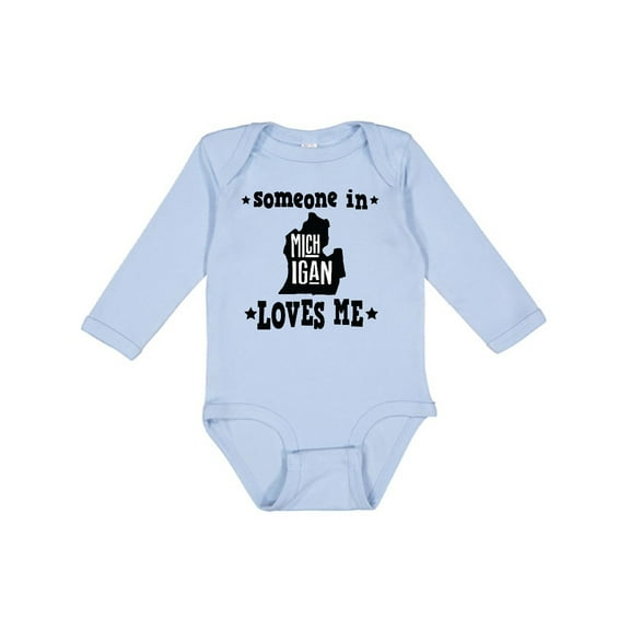 Inktastic Michigan Travel Someone Loves Me Boys or Girls Long Sleeve Baby Bodysuit