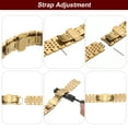 thumbnail image 6 of Uxcell Stainless Steel Watch Bands 21mm Double Pressing Butterfly Clasp Metal Solid Steel Chain Watch Strap, Rose Gold, 6 of 8