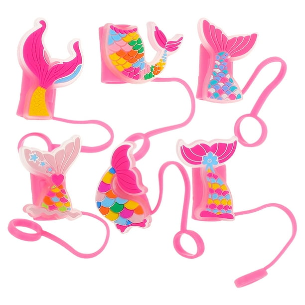 6 tapas reutilizables con forma de animal para pajitas, portátiles, bonitas y prácticas para vasos