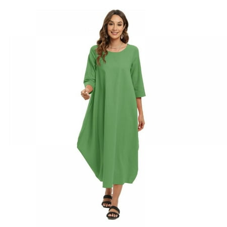 

Women s Cotton and Linen Casual Long Dress Retro Loose Long Dress