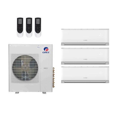Gree 48,000 Btu 21 Seer 3-Zone Ductless Mini Split System - 12K-12K-24K - MULTI42HP230V1CO-(2) VIR12HP230V1-VIR24HP230V1