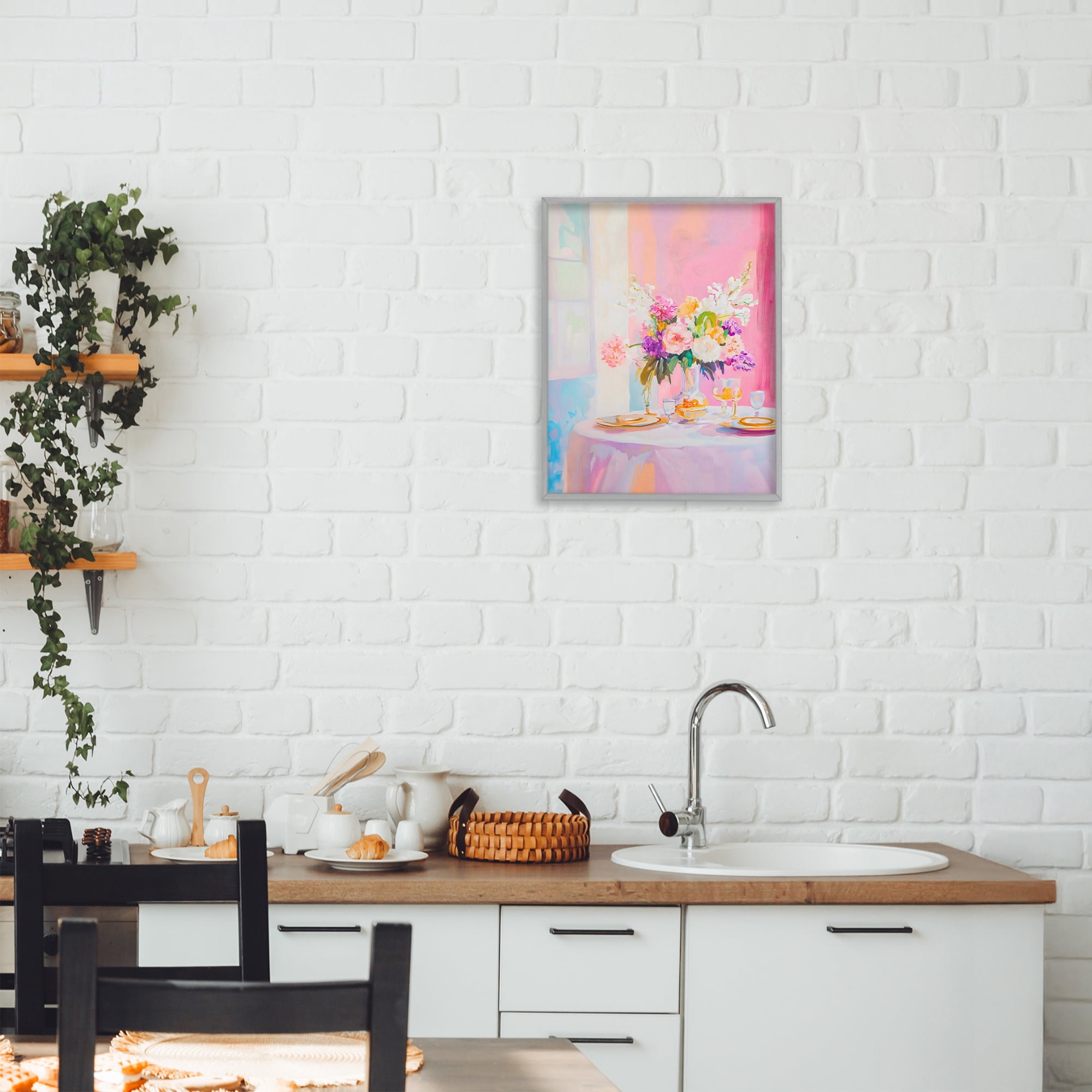 Stupell Industries Pink Brunch with Romantic Bouquet Gray Framed Giclee Art, design by The Prints Vibe