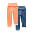 thumbnail image 2 of Bnwani Leggings for Kids High Waist Elasticity Fleece Warm Solid Blue 2 Pack, 2 of 3