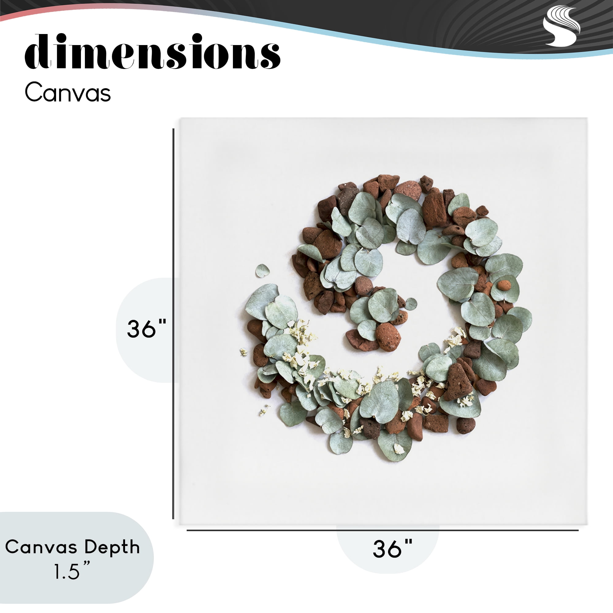 Stupell Industries Eucalyptus & Pebbles Spiral Canvas Wall Art, design by Beth Adoette