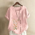 thumbnail image 2 of Pompotops Chemise Ample Décontractée d'Été pour Femmes à Manches Courtes et Col Rond avec Imprimé Floral, 2 of 5