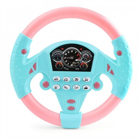 BESTSKY Steering Wheel Toy,360° Rotation Children'S Car Simulation Toy,Sturdy Suction Electric Car Toys,Pink