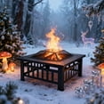 thumbnail image 4 of Ktaxon Gardens 32" Outdoor Metal Firepit Backyard Patio Garden Square Stove Fire Pit, 4 of 11