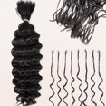 thumbnail image 1 of Cabello trenzado humano predividido de onda profunda para trenzas bohemias, cabello a granel, cabello trenzado humano preestirado, onda profunda para mujeres negras (negro natural 18 pulgadas - 160 ra, 1 of 1