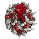 thumbnail image 3 of Corona de pino de cedro artificial con bola de lazo rojo para otoño, Halloween, Acción de Gracias, Navidad, decoración navideña de 18 pulgadas, 3 of 6