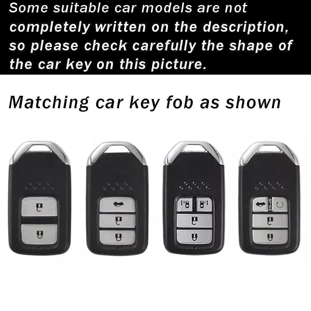 Metal and Leather Key Fob Housing Car Key Holder Fit for Honda Civic Accord Pilot CRV HRV CRZ Fit Odyssey JED Crosstour Ridgeline Crider Spirior Accessories