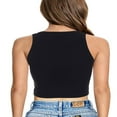 thumbnail image 2 of Débardeurs pour Femmes Jour de l'Indépendance Coupe Ajustée Col Rayé Crop Tops, 2 of 5