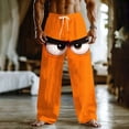 thumbnail image 1 of Ceisia Men's Fun Cartoon Peeking Eyes Print Loose Casual Pants with Elastic Drawstring Waist Orange XXXXL Gifts, 1 of 3