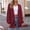 Red, variant on Women's Collarless Knit Cardigan Open Front Long Sleeve Lightweight Casual Plus Size Top