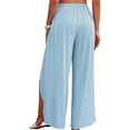 thumbnail image 6 of WTXUE Yoga Pants, Wide Leg Pants Women High Waisted Hippie Pants Boho Beach Plus Size Palazzo Pants, Sweatpants Womens Trousers Bell Bottoms, Light Blue, 6 of 6
