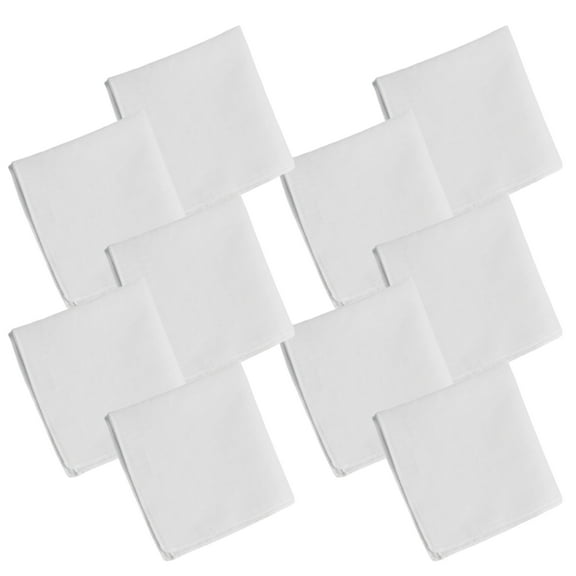 Men's White Handkerchiefs Pack of 10 Soft and Durability Cotton Fabric Hankies Water Absorption