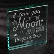 Personalized To The Moon and Back 6" x 6" Glass Keepsake