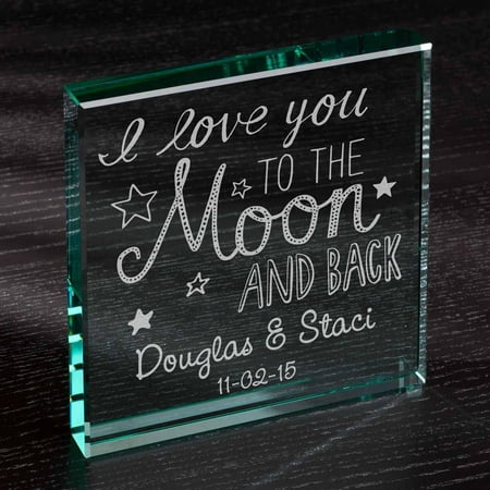 Personalized To The Moon and Back 6" x 6" Glass Keepsake