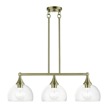 

53643-01-Livex Lighting-Glendon - 3 Light Linear Chandelier-18.75 Inches Tall and 8.25 Inches Wide-Antique Brass Finish