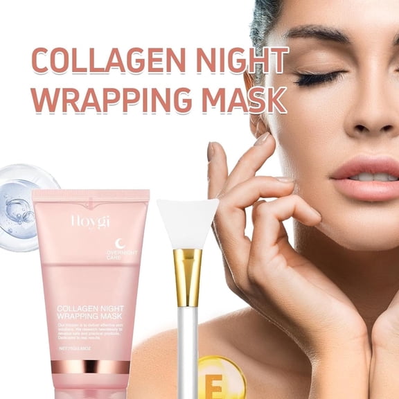 Collagen Wrapping Mask, Collagen Overnight Wrapping Peel Off Facial Mask,Collagen Wrapping Mask,Collagen Overnight Face Mask,75g with brush
