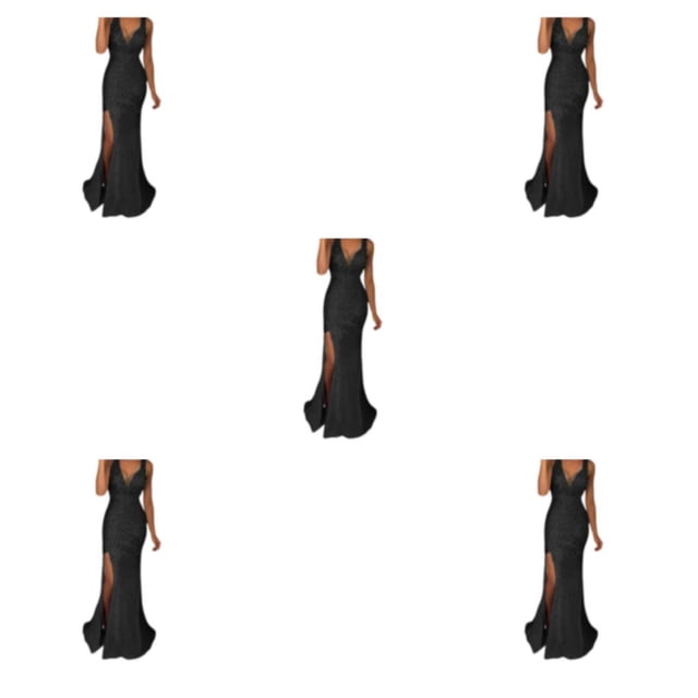 Vestido de noche Sonducket Traje de fiesta Ropa festiva Bola larga Sirena Brillo Negro