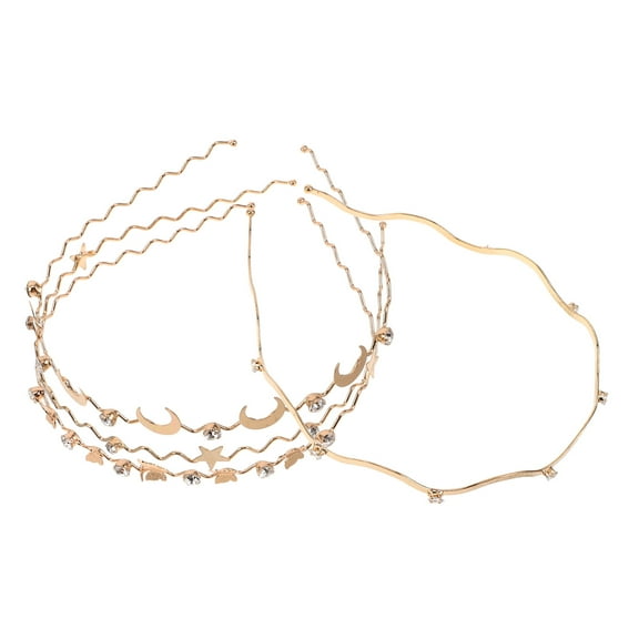 Raindrops 4pcs Headband for Women Trendy Metal Hair Accessories Golden Resistant to Deformation Weddings