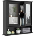 thumbnail image 1 of ZYPPPA Modern Bathroom Wall Cabinet with Mirror, Wall Mounted Medicine Cabinet with 2 Doors, Adjustable Shelf and Open Compartment, Space Saver Mirror Cabinet for Living Room, Entryway (Black), 1 of 14