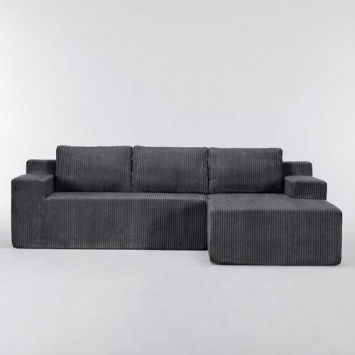 Corduroy Modular L Shaped Sectional Sofa,Luxury Floor Couch Set,Upholstered Indoor Furniture,Foam-Filled Compressed Sofa for Living Room,Bedroom,GREY&nbsp;